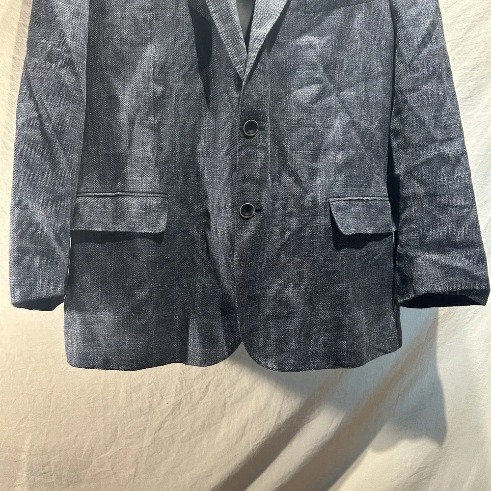 Joseph Abboud Mens 48R Indigo Blue Wool Linen Blend Blazer Sport Coat Navy